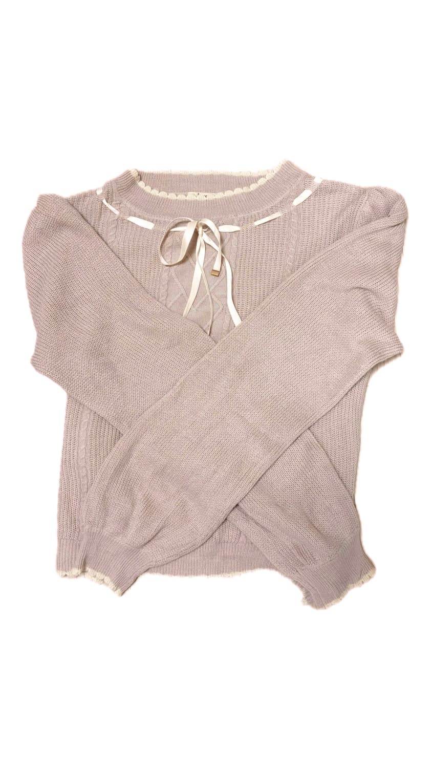 히메 갸루 로걀 양산형 엑시즈팜 아일렛 리본 니트 상품이미지1