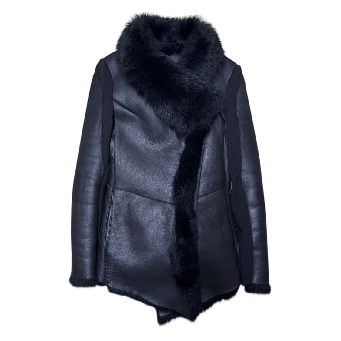 올블랙 레더 퍼 무스탕 상품이미지1