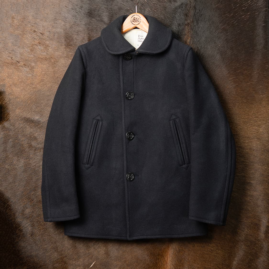 [95] 바이올렛 버팔로 왈로우즈 멜튼 울 싱글 피코트 네이비  상품이미지1