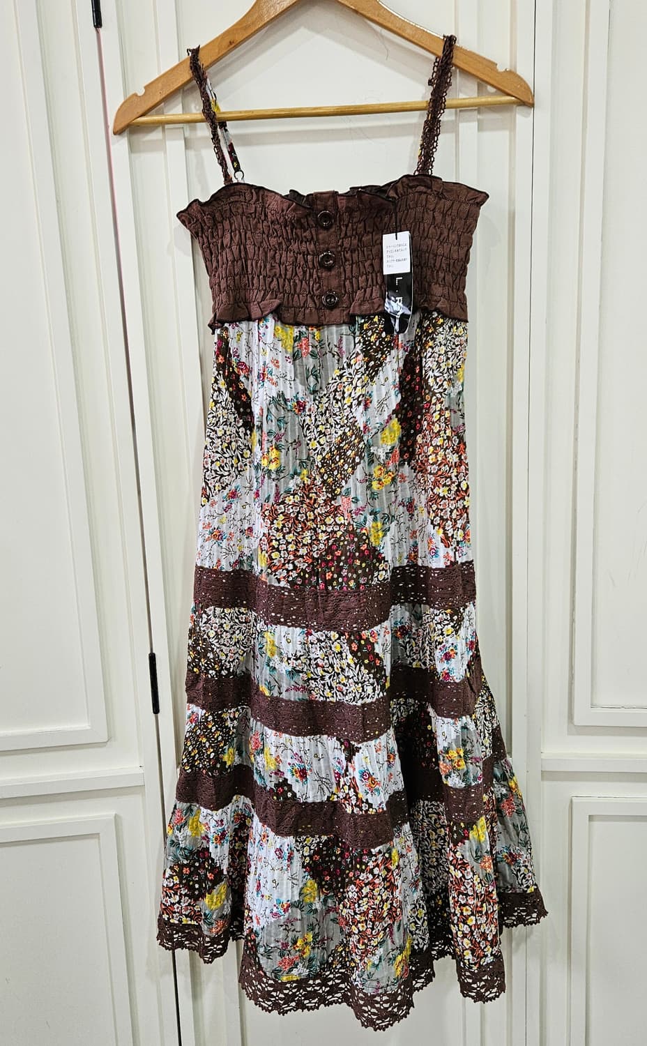 플라워 레이스 셔링 패치원피스 상품이미지2