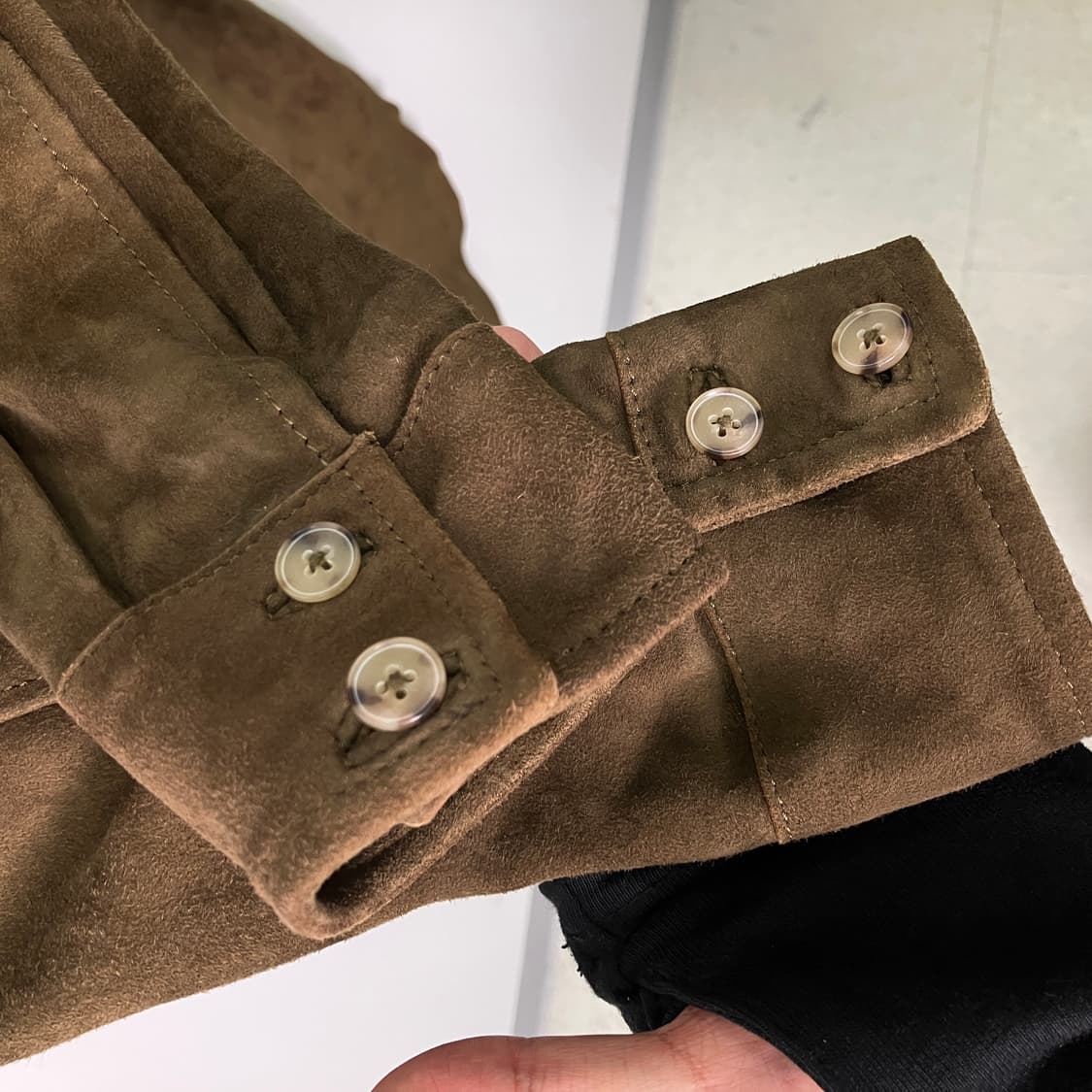 마시모두띠 브라운 스웨이드 롱 셔츠 S 상품이미지6