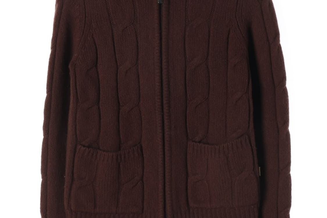 UGIZ 딥 브라운 케이블 니트 후드 집업 95 상품이미지4