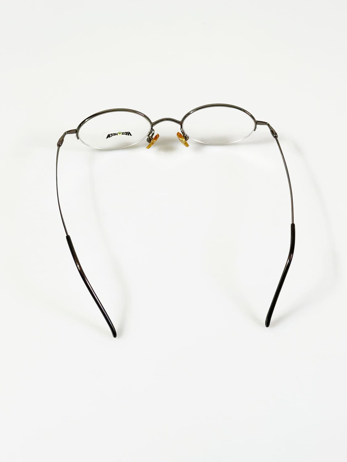 90s HELLOWEEN 다크실버 반무테 오벌 빈티지 안경 상품이미지5