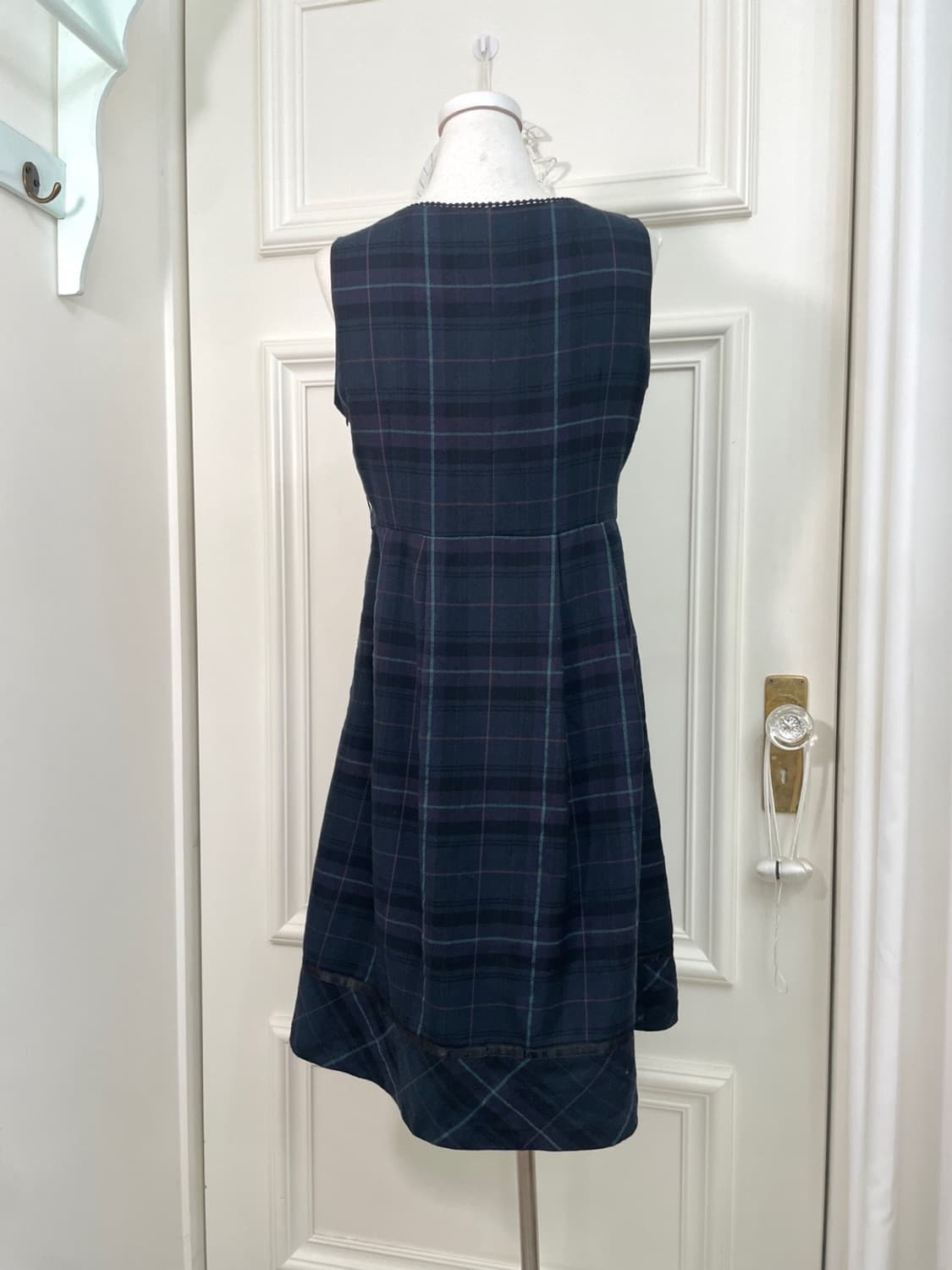 navy check pleats midi opc 상품이미지3