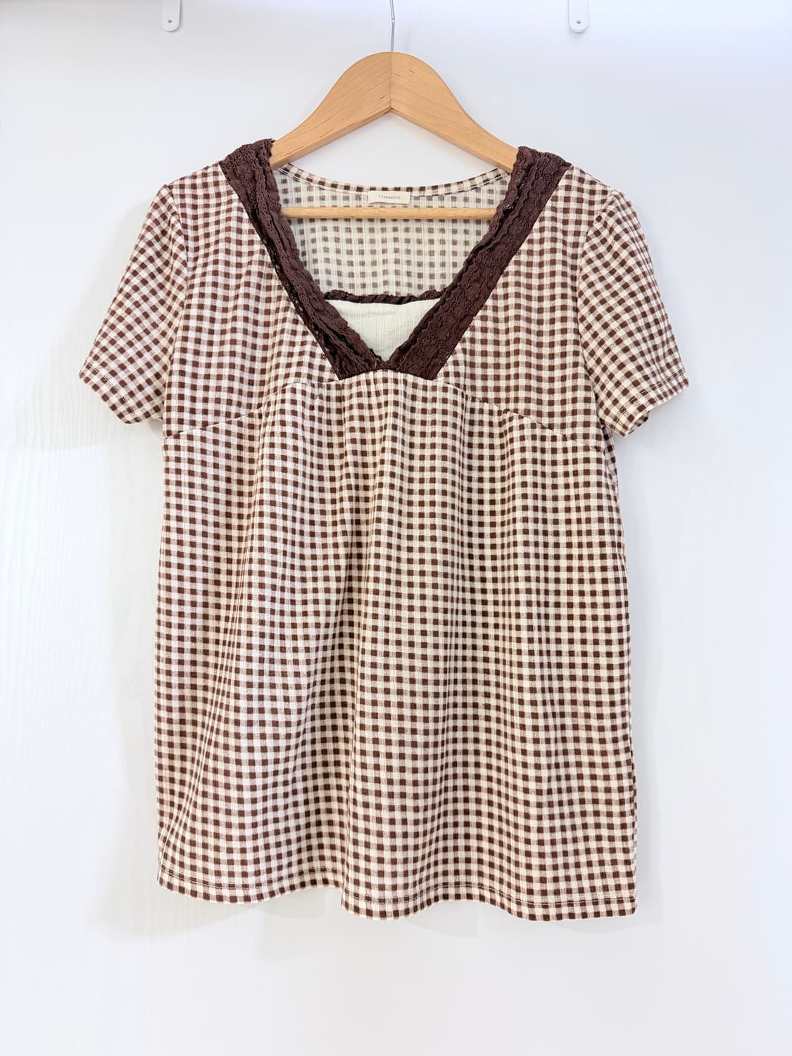 일본빈티지 체크 레이어드 반팔 상품이미지1