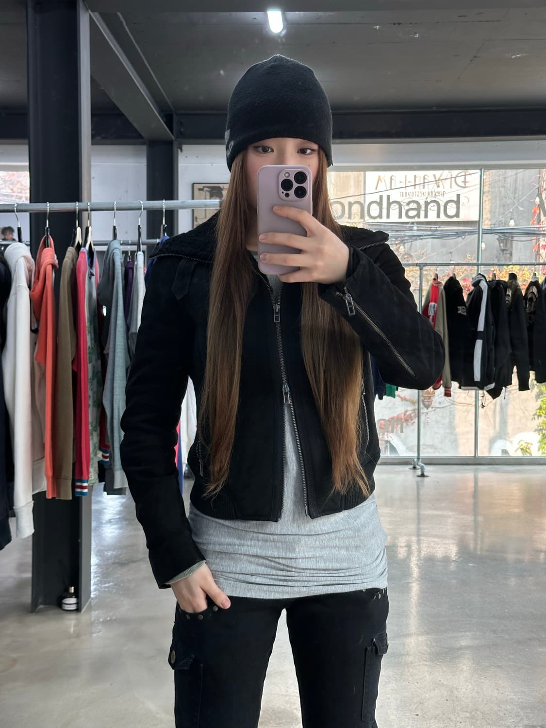 아르마니익스체인지 하이넥 매트 양가죽자켓 상품이미지4