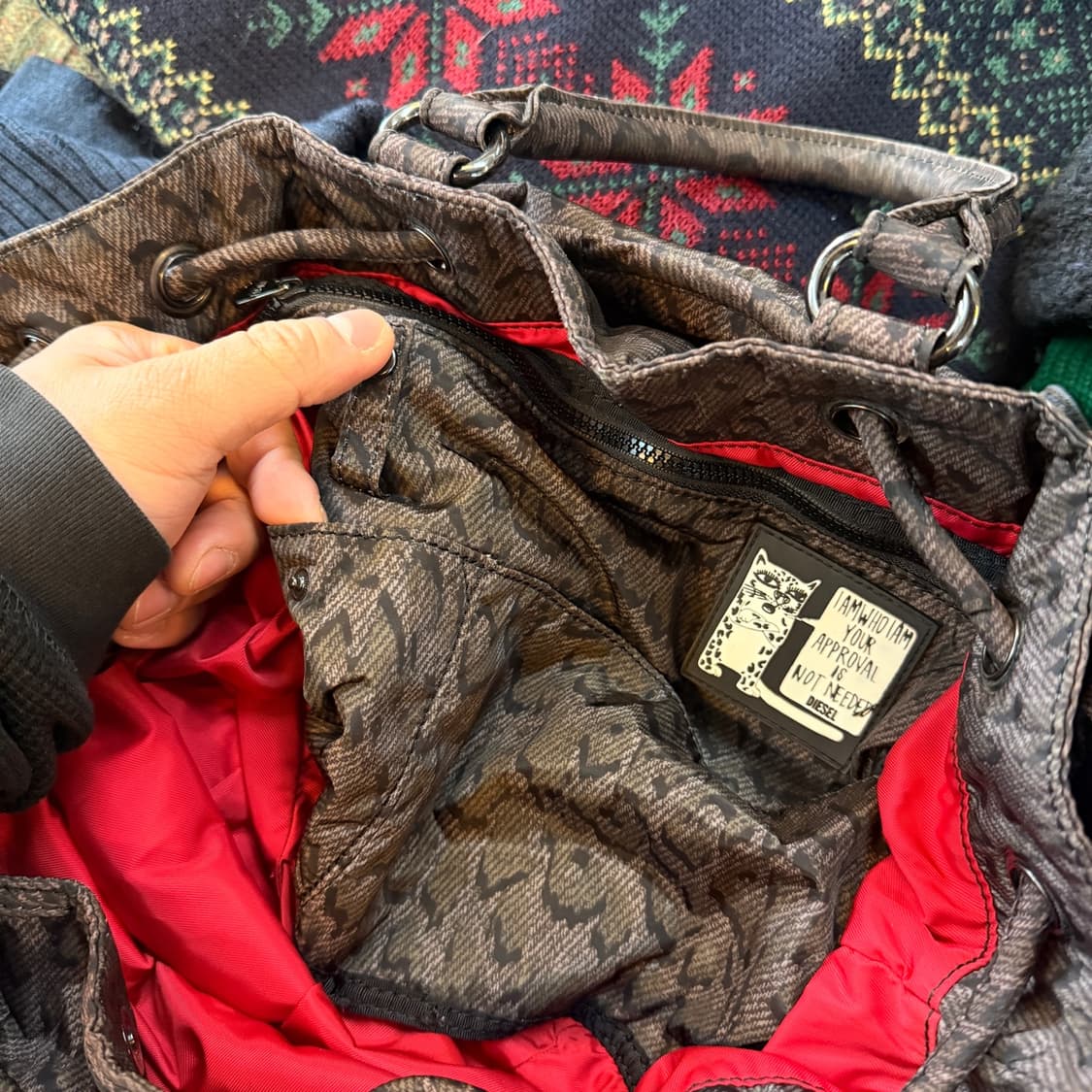 디젤 다크 브라운 레오파드 3웨이 크로스백 토트백 숄더백 상품이미지10