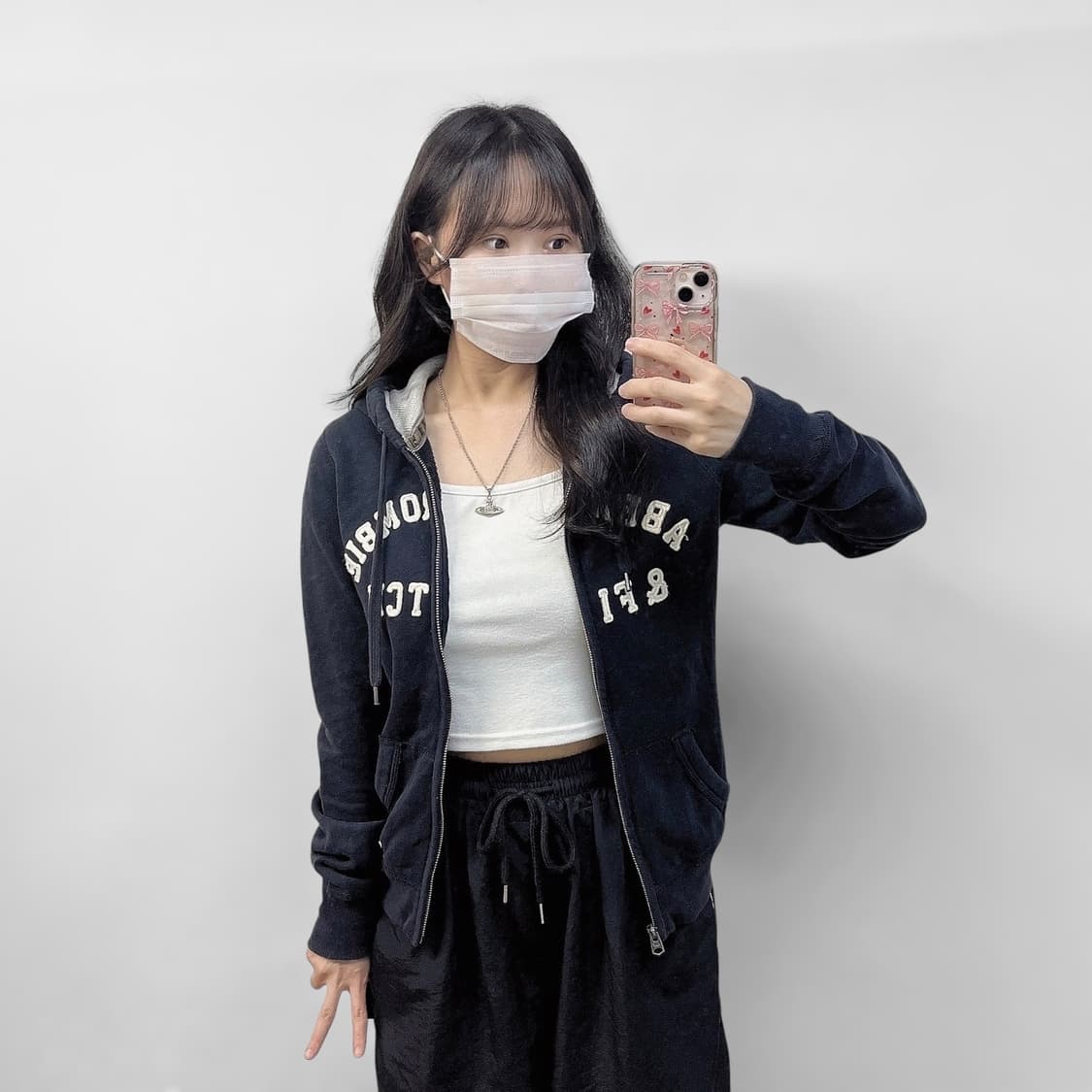 아베크롬비 아치 로고 후드집업 네이비 상품이미지1