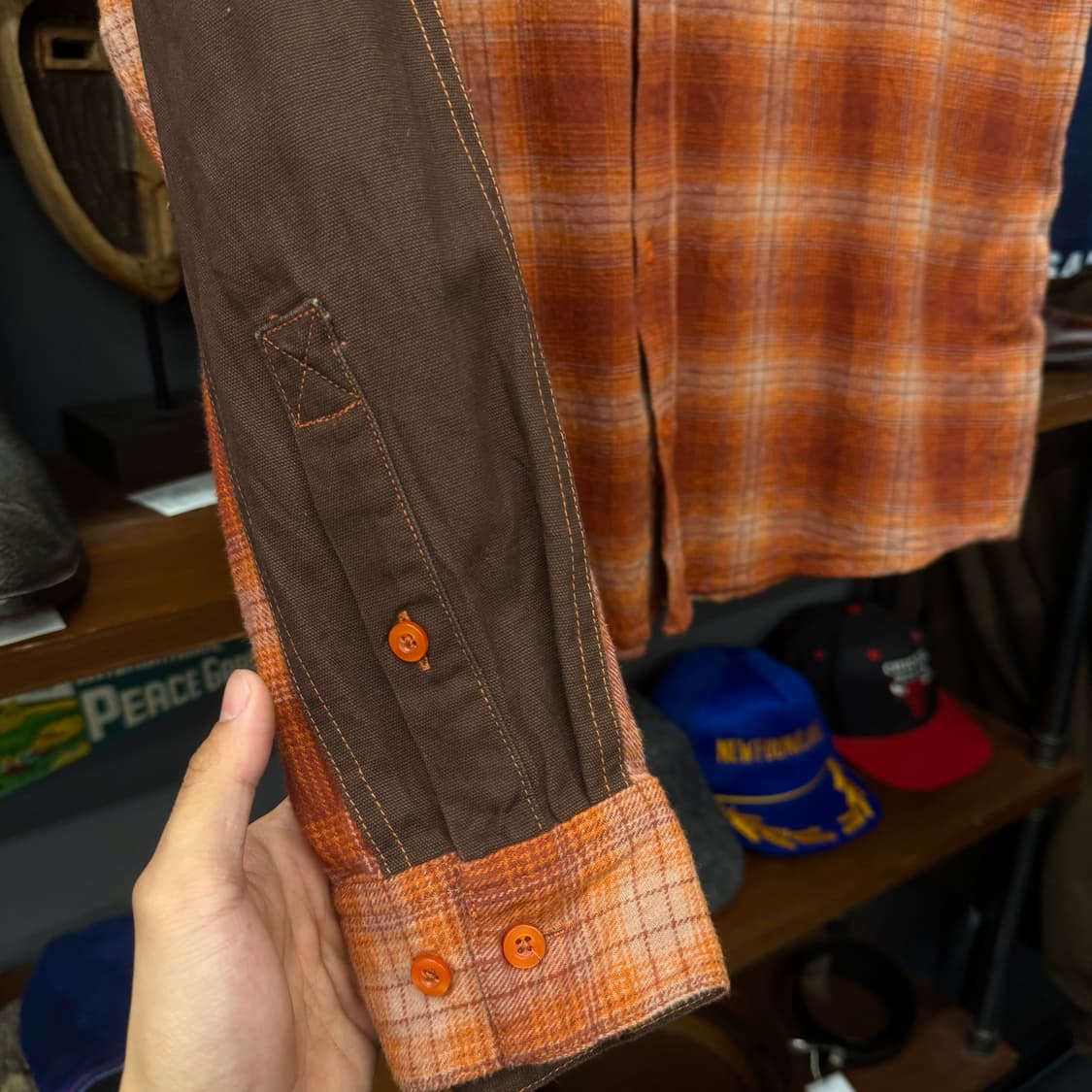 할리 데이비슨 스펠아웃 빅 로고 엘보 패치 플란넬 워크 체크 셔츠 상품이미지5