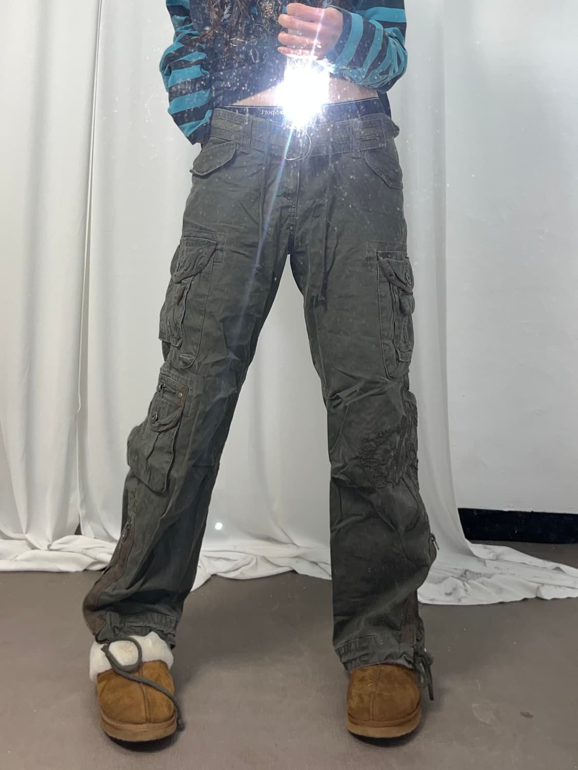 Y2K 자수 포인트 오버핏 카고 팬츠 상품이미지1