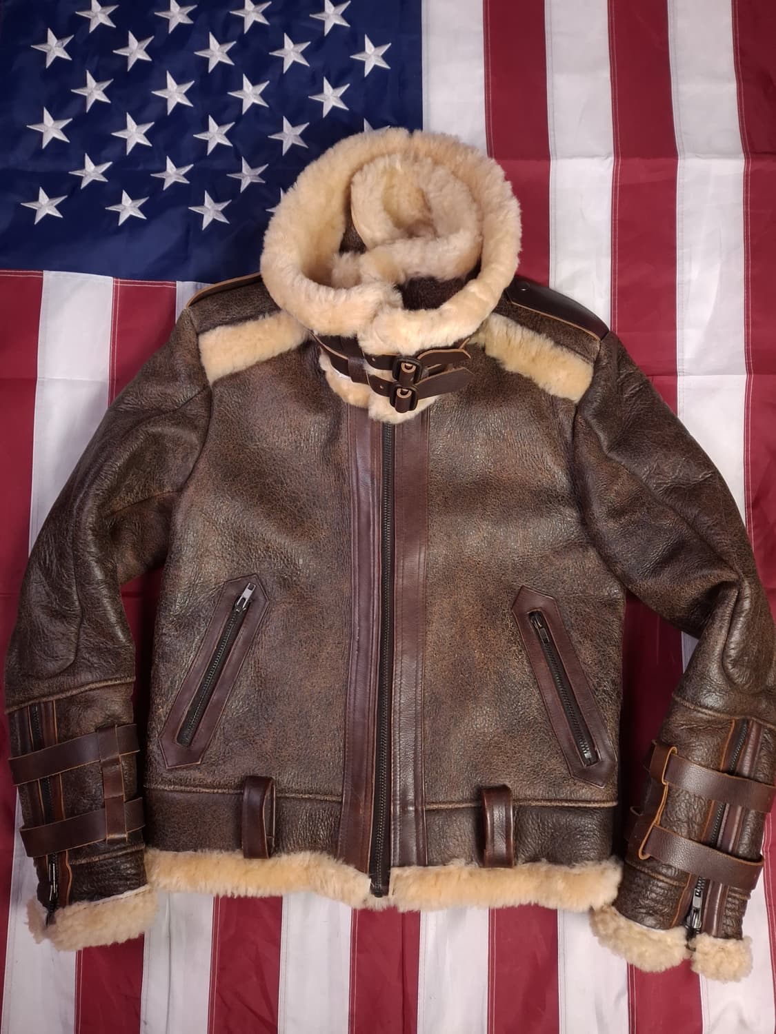 새제품 빈티지 리얼레더 무스탕 상품이미지1