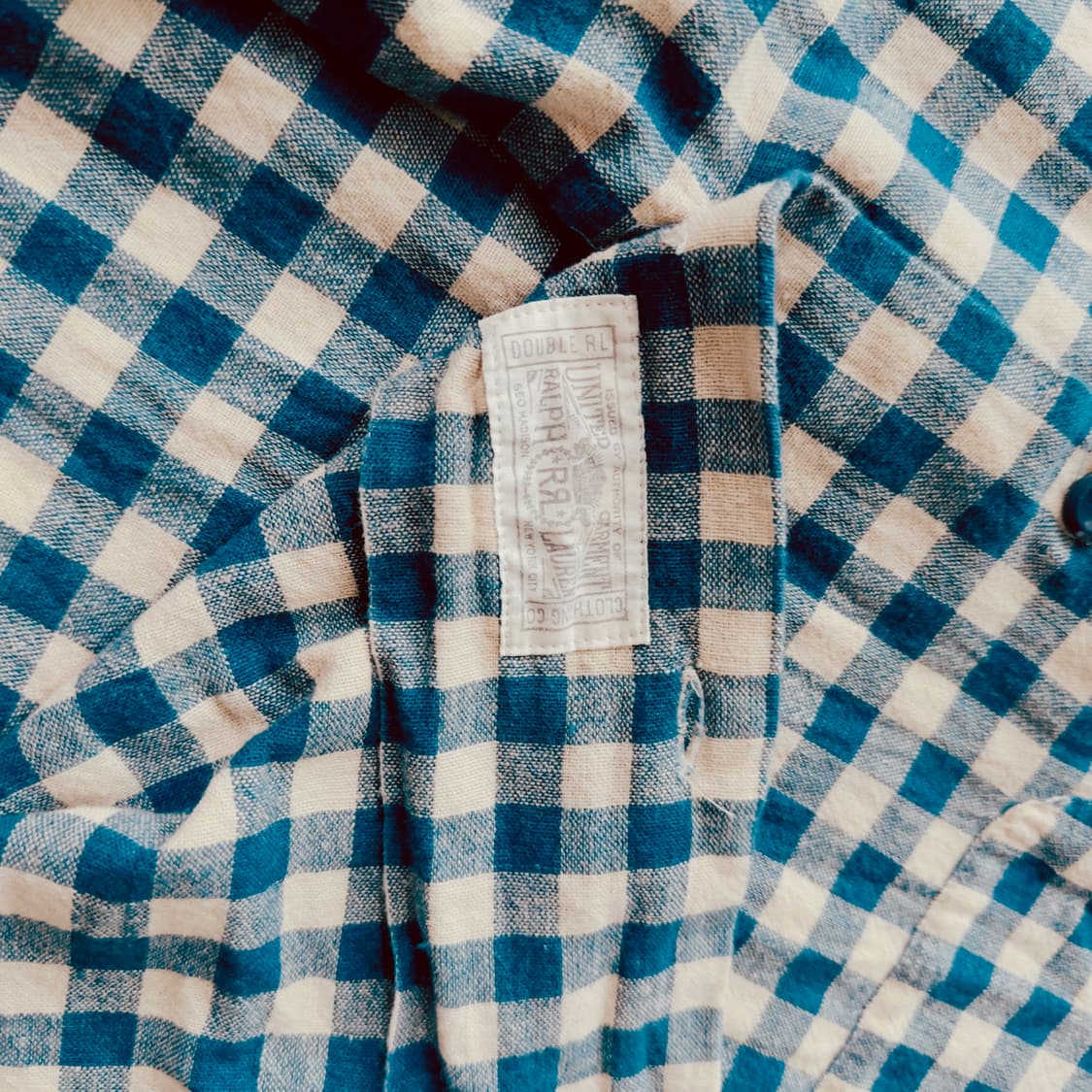 RRL 랄프로렌 린넨 블루 체크 반팔 셔츠 (L) 상품이미지6