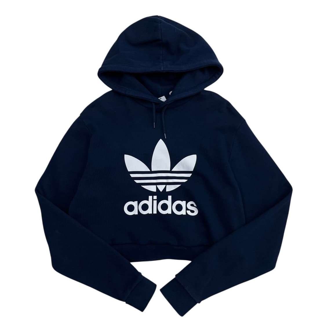 아디다스 화이트 로고 네이비 크롭 후드 2XL 상품이미지2