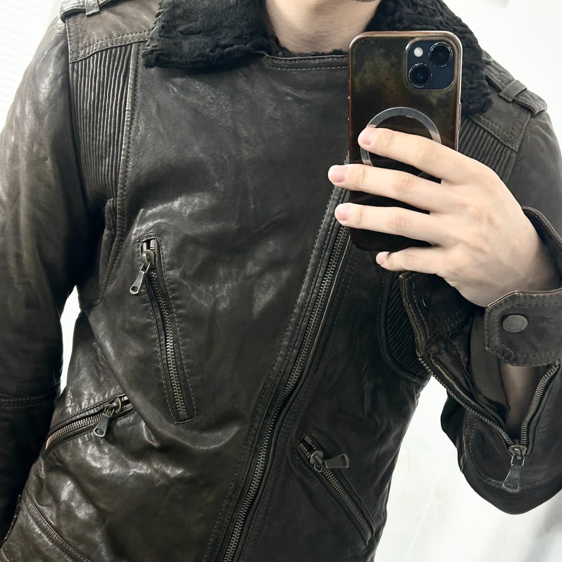 돌체앤가바나 아카이브 양가죽 쉐르파 라이더 자켓 상품이미지3