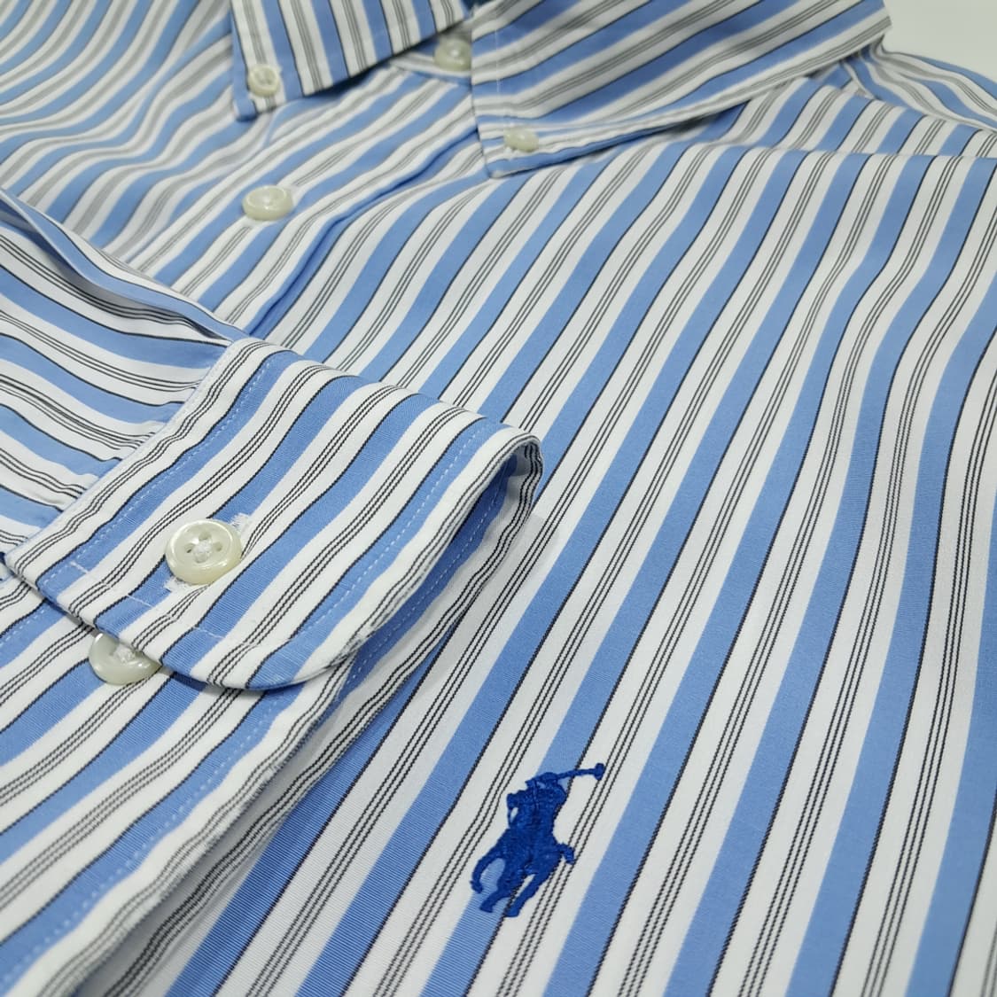 CL618 2XL 폴로 코튼 스트라이프 버튼다운 블루 셔츠 남방 상품이미지4