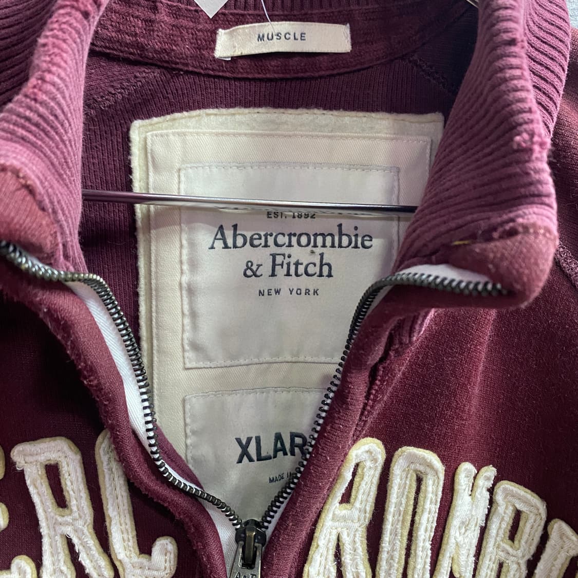 아베크롬비 빅로고 버건디 집업 B3134 상품이미지3