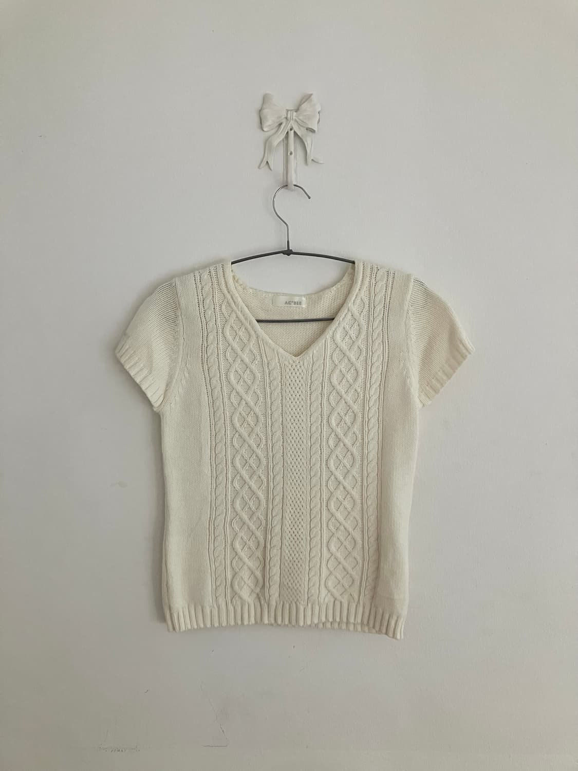 화이트 반팔 니트 상품이미지3