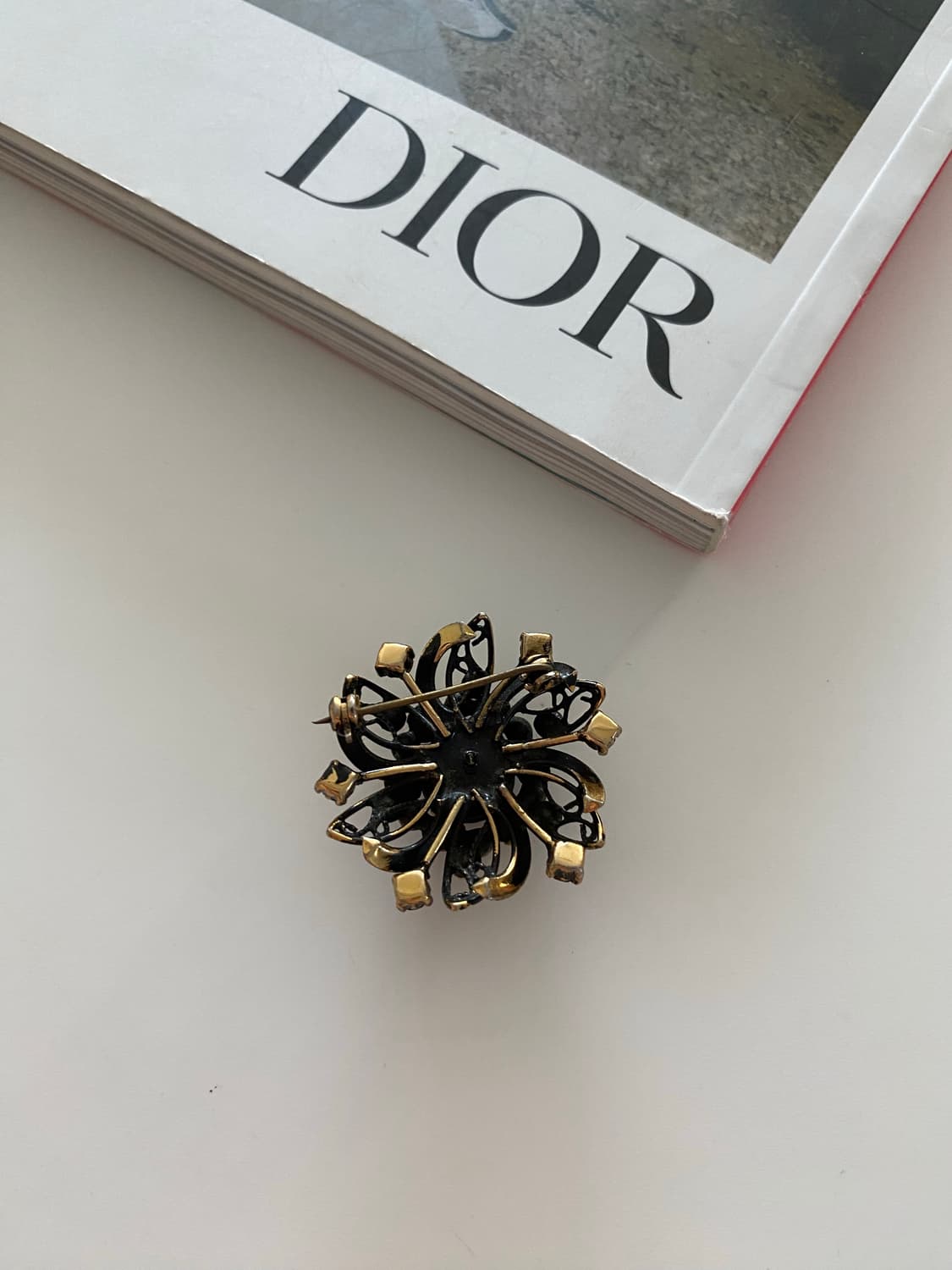 일본 빈티지 큐빅 브라운 브로치 상품이미지3