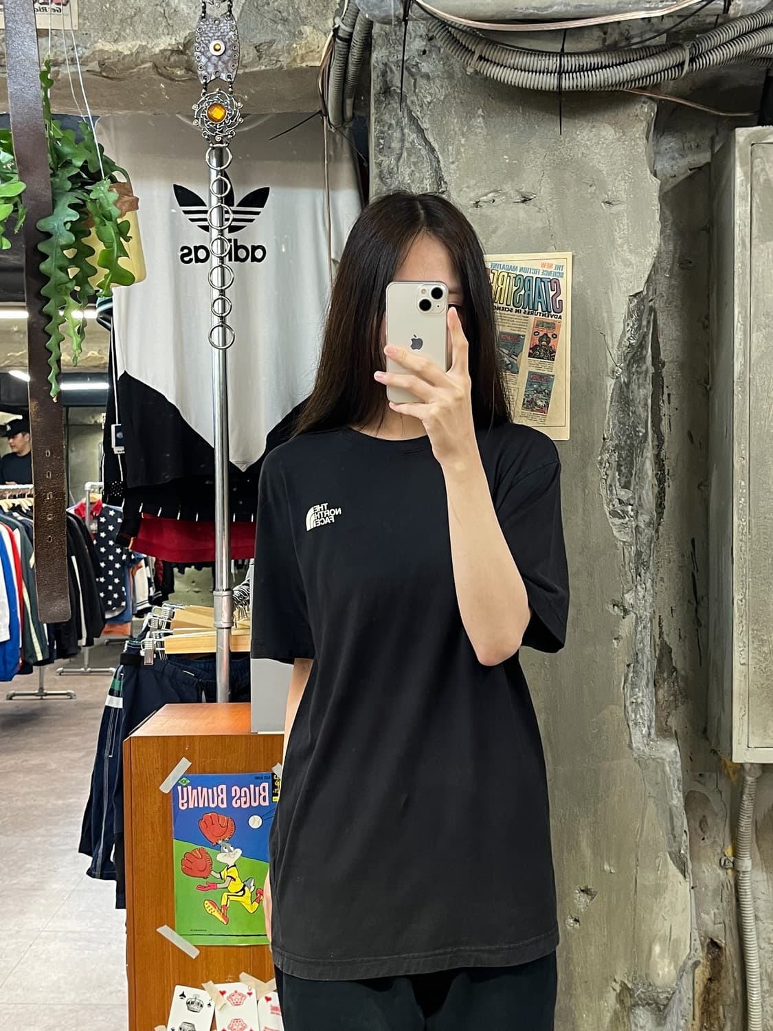 노스페이스 카모 백로고 반팔티 블랙 L #csz451 상품이미지2