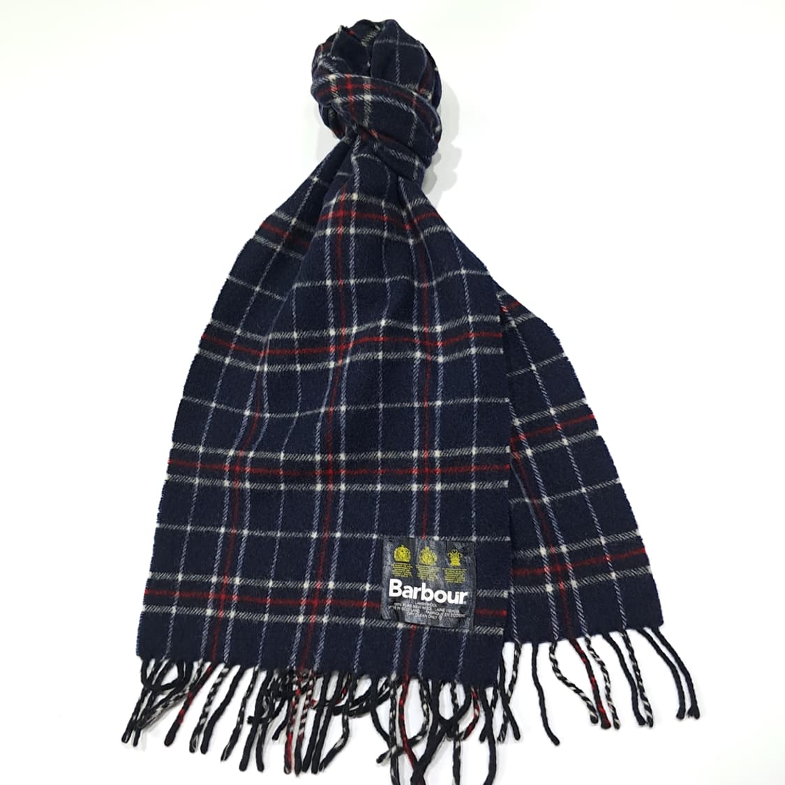 MX534 바버 90s 스코틀랜드판 램스울 타탄체크 네이비 머플러 목도 상품이미지2
