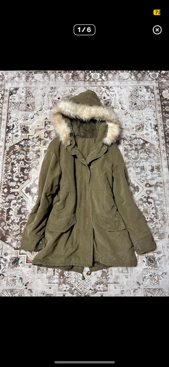 빈티지 퍼 후드 야상 밀리터리 피쉬테일 개파카 상품이미지1