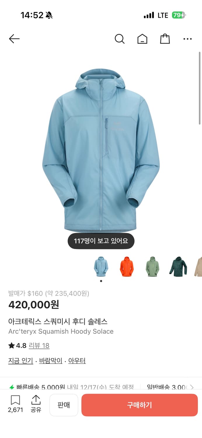 [L] 아크테릭스 스쿼미시 후디 바람막이 솔레스 상품이미지2