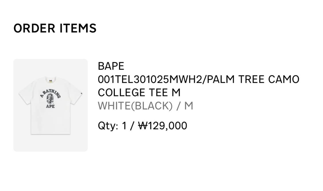 베이프 팜트리 컬리지 티셔츠m사이즈 상품이미지5
