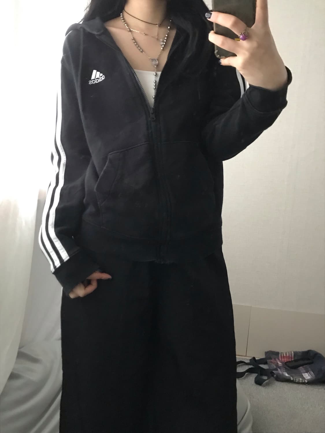 아디다스 블랙 삼선 후드집업 상품이미지7