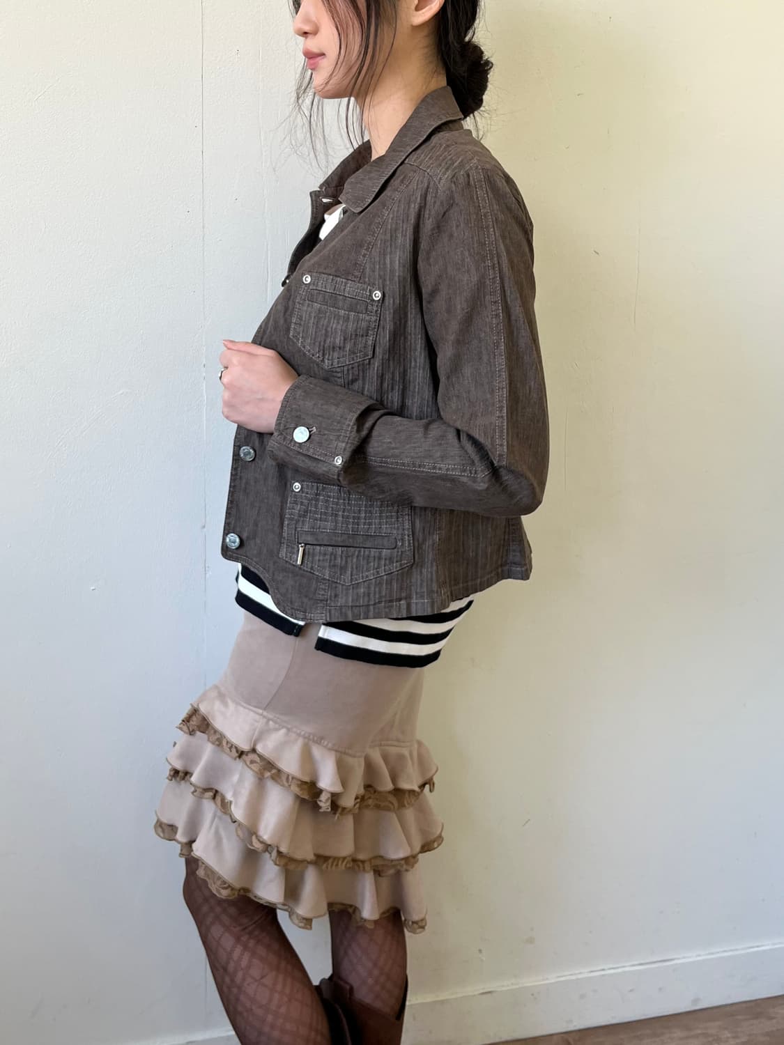 vie orne 브라운 데님 자켓  상품이미지6