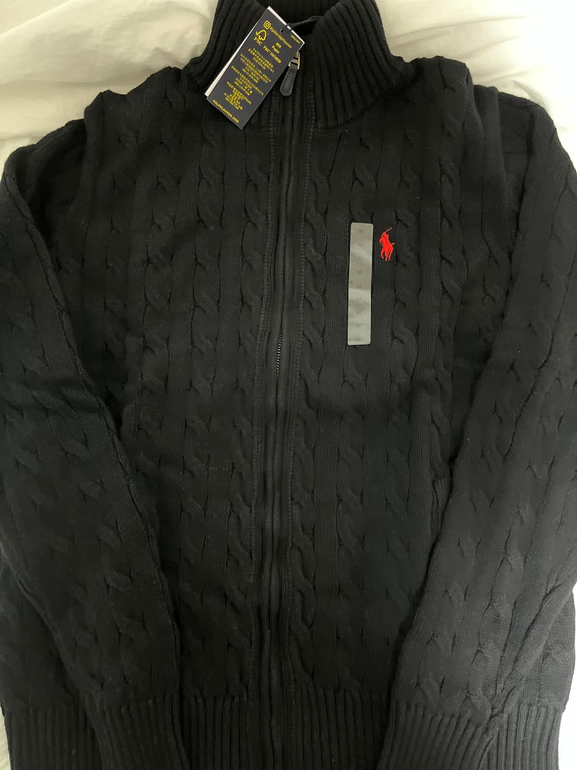 폴로 꽈배기 풀집업 니트 M 상품이미지4