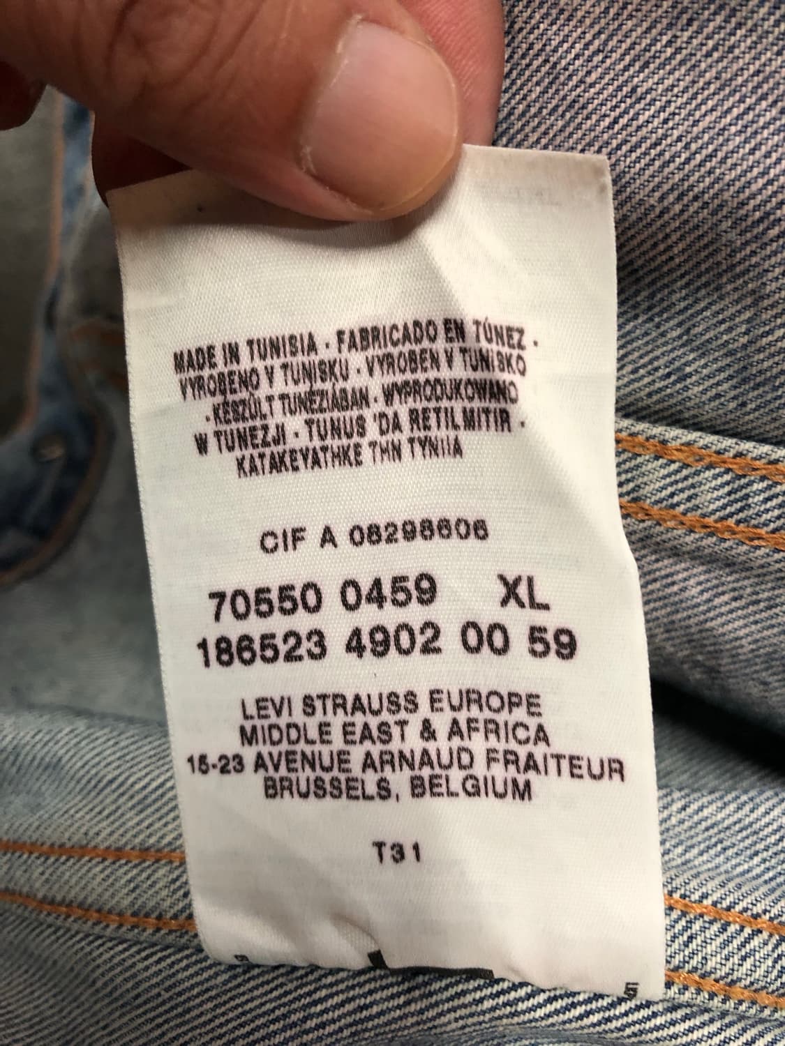 리바이스 00’s 70550 데님 트러거 청자켓 유럽판 상품이미지5