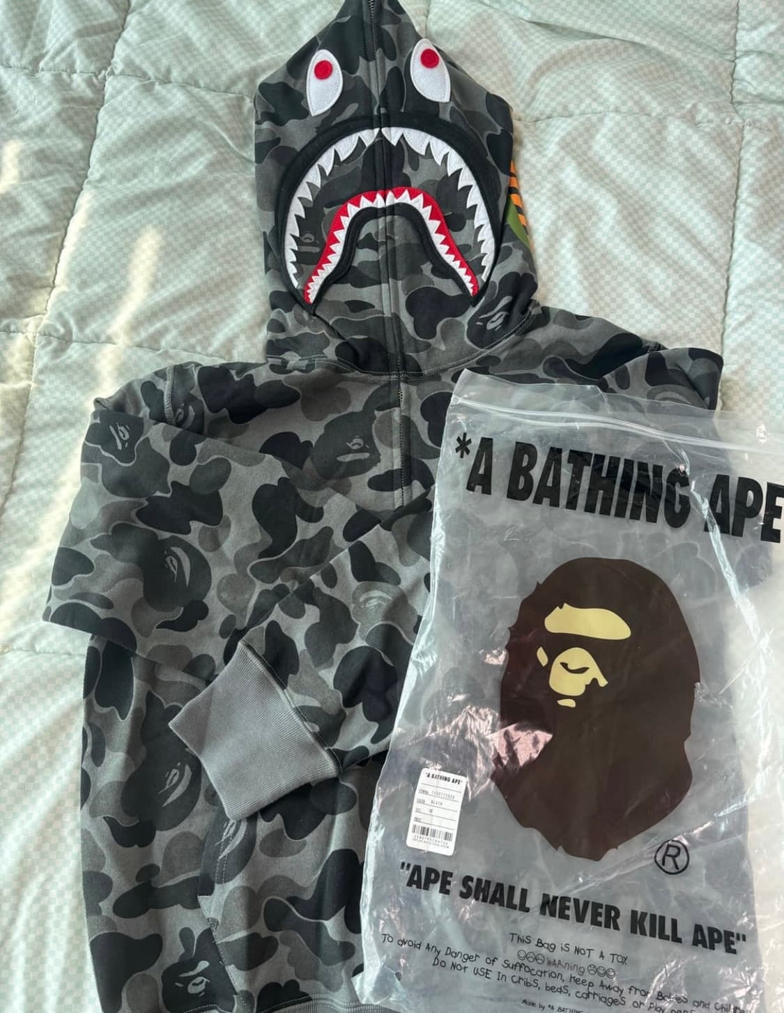 베이프 ABC 카모 풀집업 샤크후드 블랙 m 상품이미지1