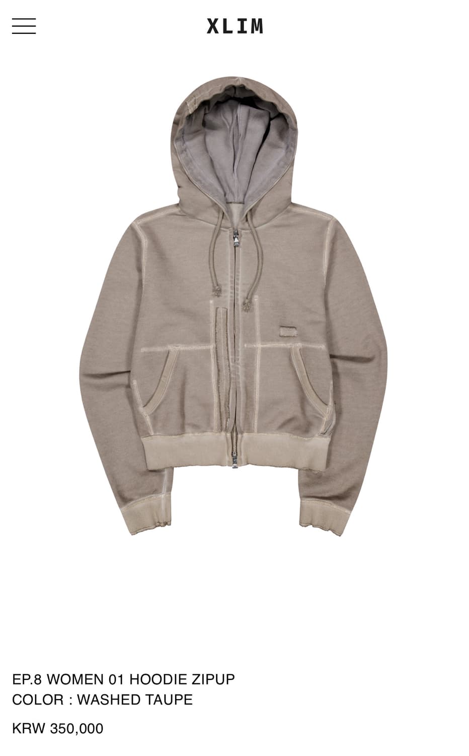 XLIM 워싱 타프 후드 집업 상품이미지1