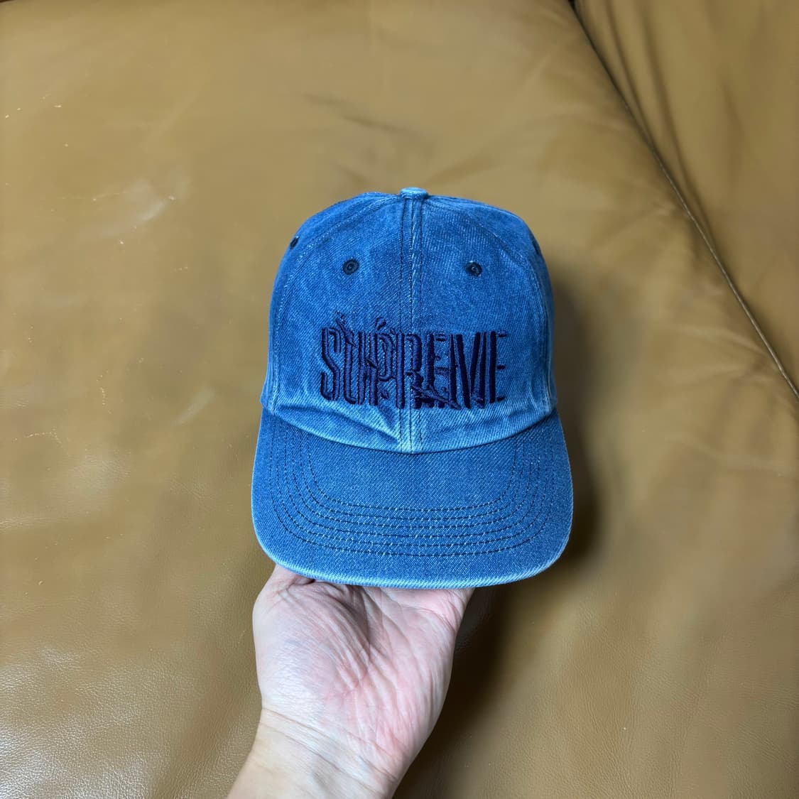 Supreme 슈프림 데님 6패널 볼캡 모자 (Washed Denim) 상품이미지2