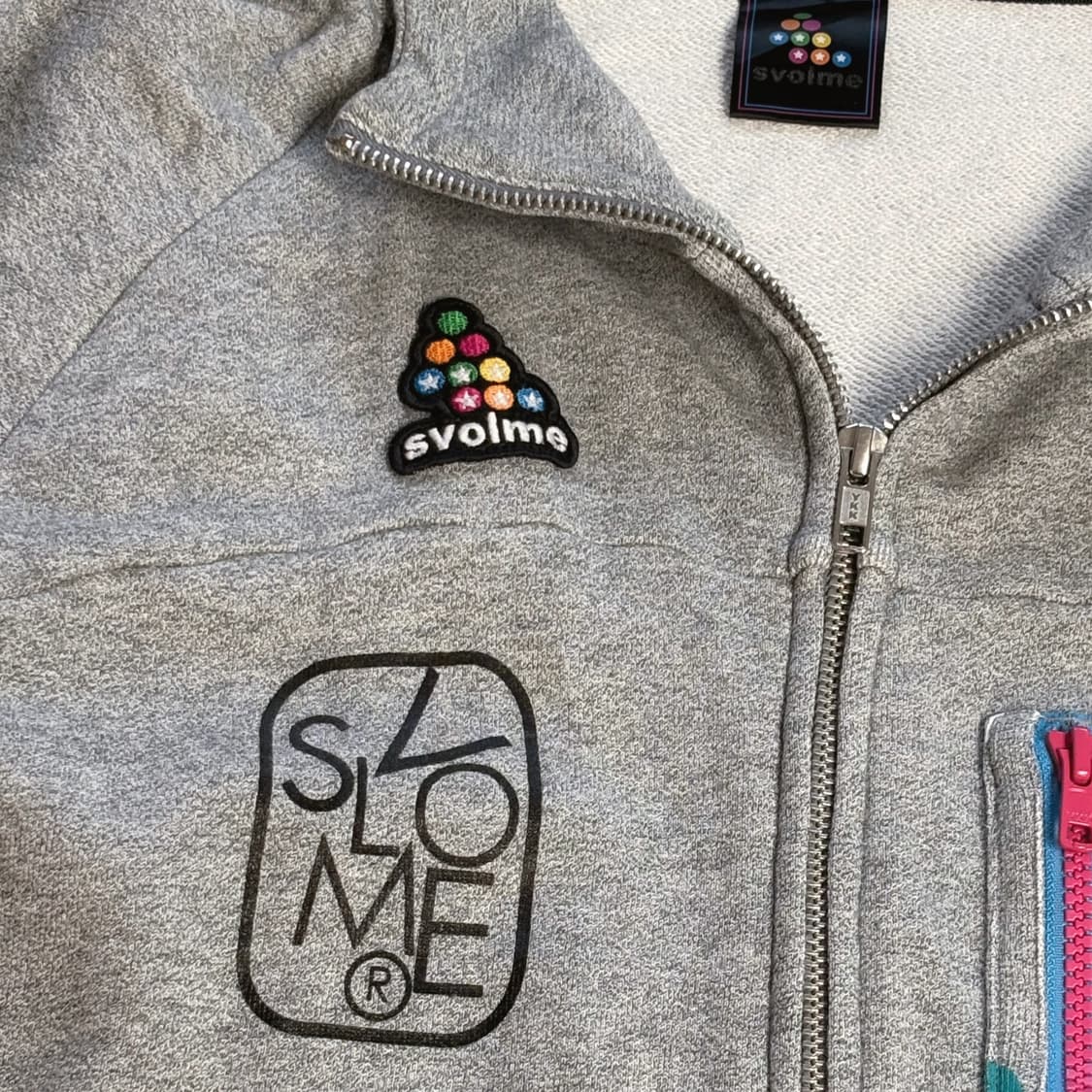 (이체시에눌)일본 SVOLME 스볼메 도트 패치워크 컬러풀 후드집업 상품이미지3