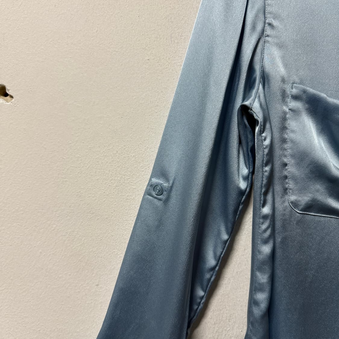 VTG 빈티지 새틴 차이나 카라 백 트임 투포켓 셔츠 상품이미지5