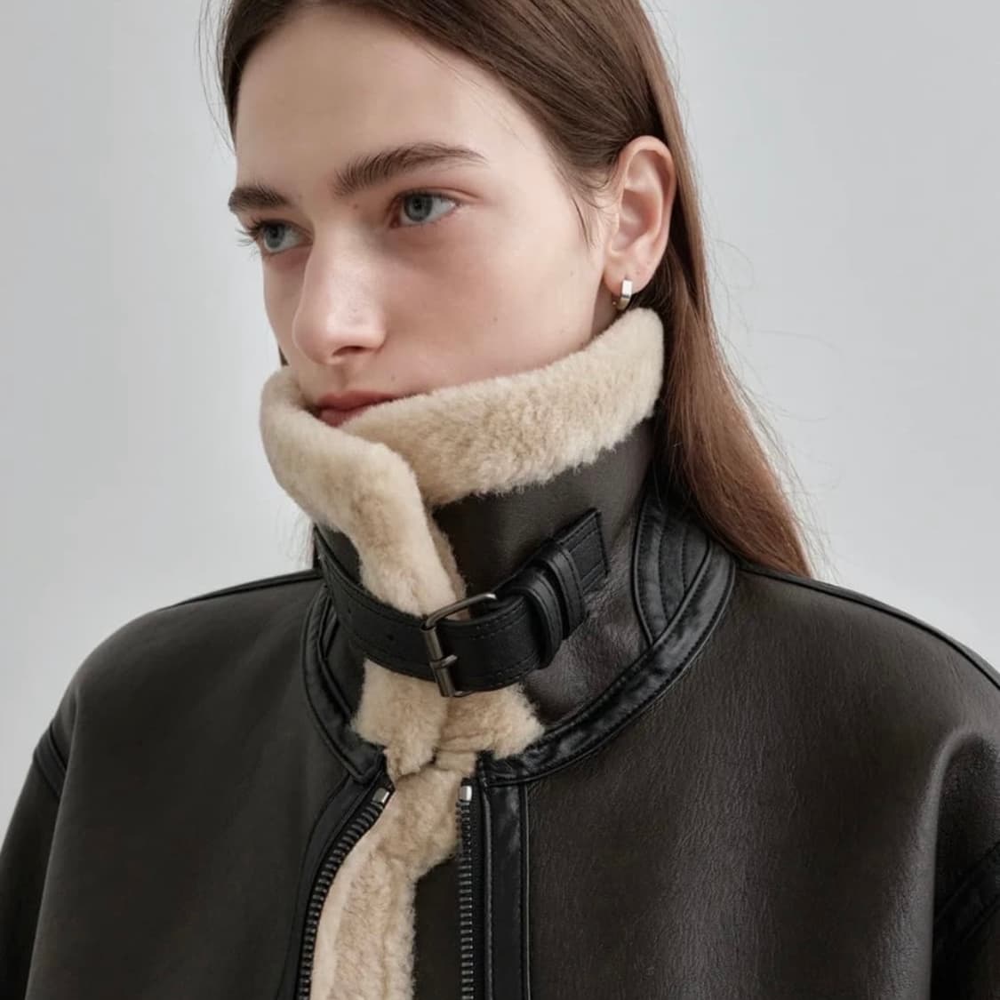 몽돌 퍼 무스탕 자켓 브라운 상품이미지1