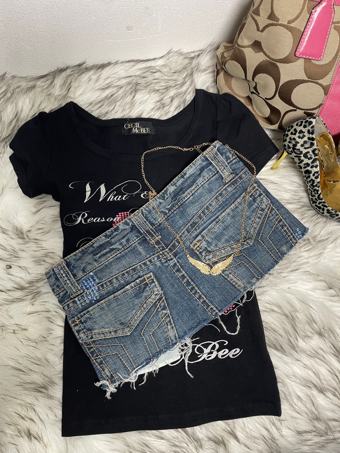 갸루 y2k 스팽글 데님 스커트 상품이미지2