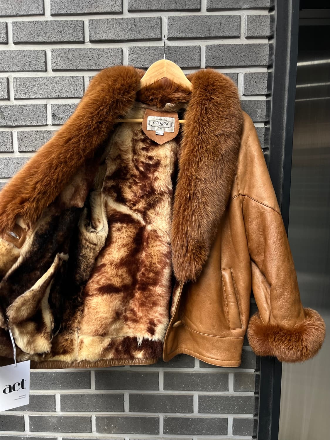 90s CAREER 폭스퍼 램스킨 자켓 브라운 상품이미지4