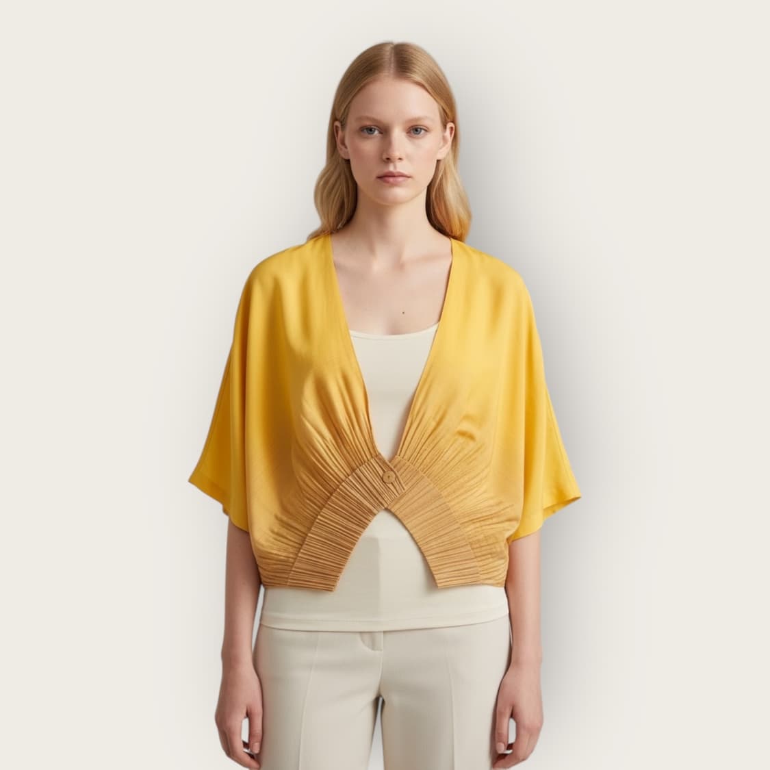 F/ 이세이미야케 옐로우 플리츠 숄 가디건 상품이미지1