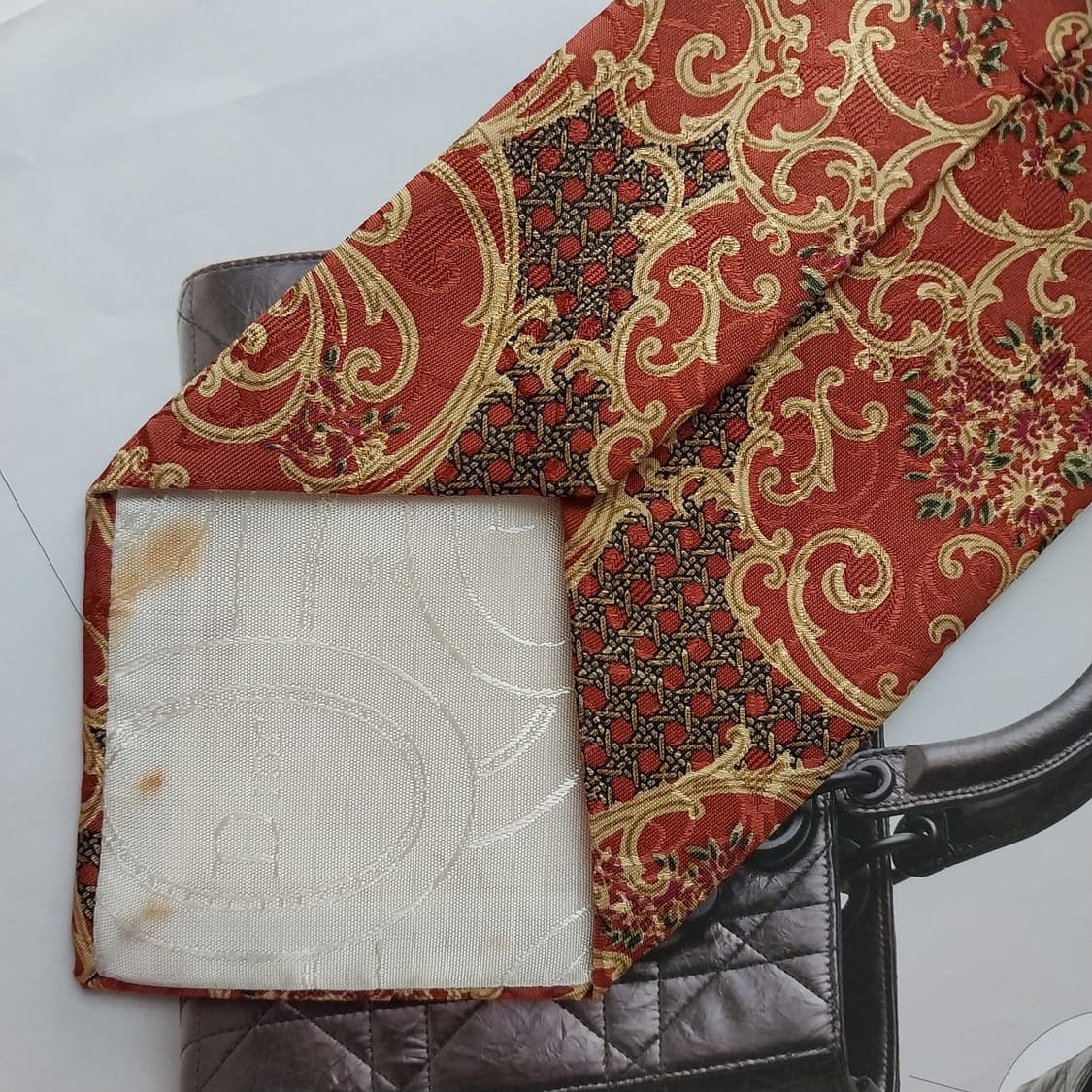 디올 브라운 오리엔탈 패턴 넥타이 8.9cm A+~A등급 K2565
 상품이미지6