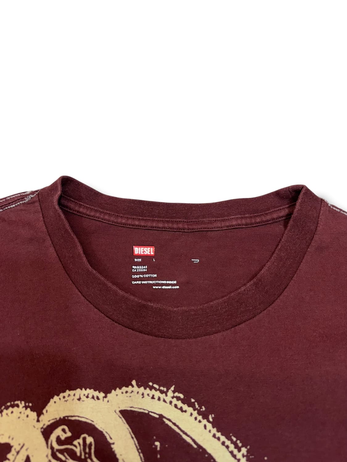 디젤 버건디 빈티지 티셔츠 (L)  상품이미지4