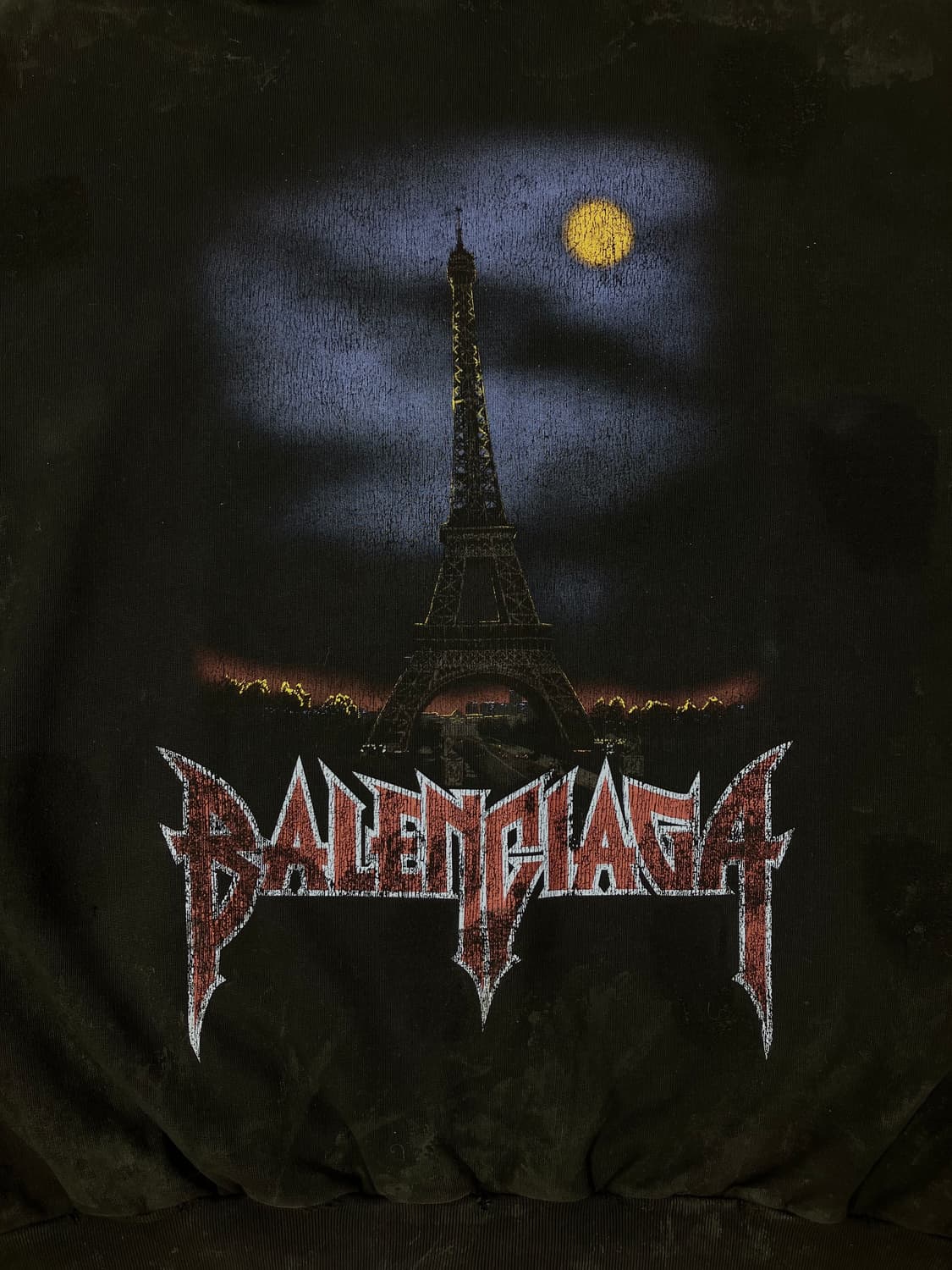 발렌시아가 파리 문 노 포켓 오버사이즈 후드 티셔츠 페이드 블랙 1사이즈 상품이미지3