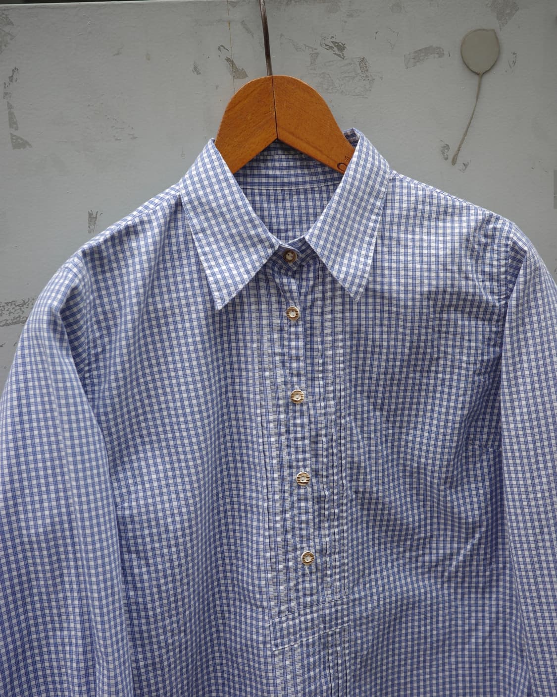 유럽 빈티지 체크 레이디 하프플래킷 페전트 셔트 상품이미지2