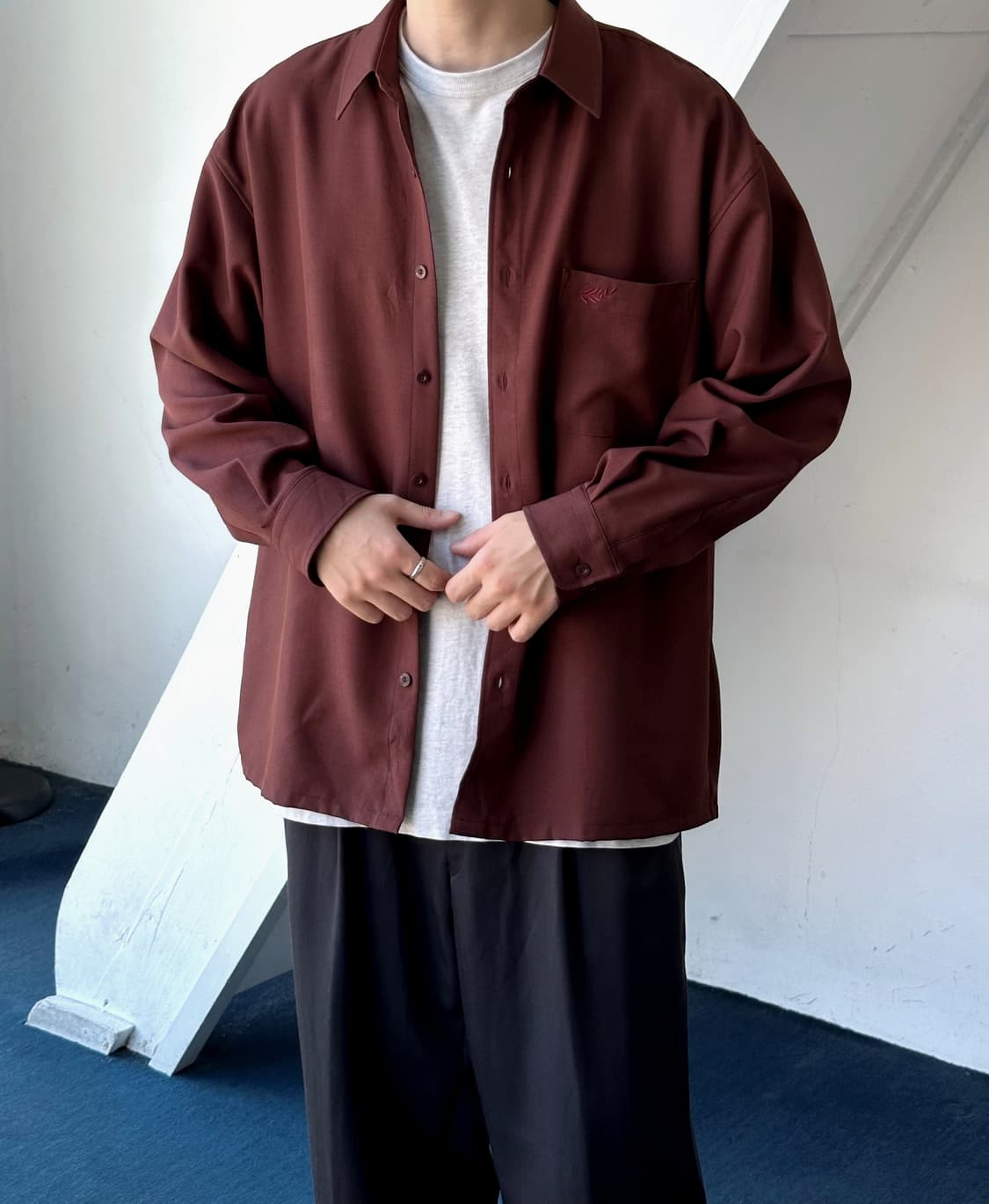 JPN made poly twill fabric stitch shirt 상품이미지8