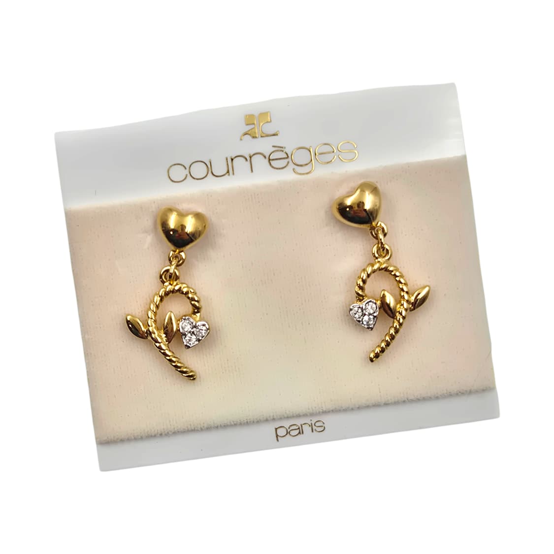 90s 프랑스 꾸레쥬 하트 꽃잎 드롭 이어링 상품이미지1