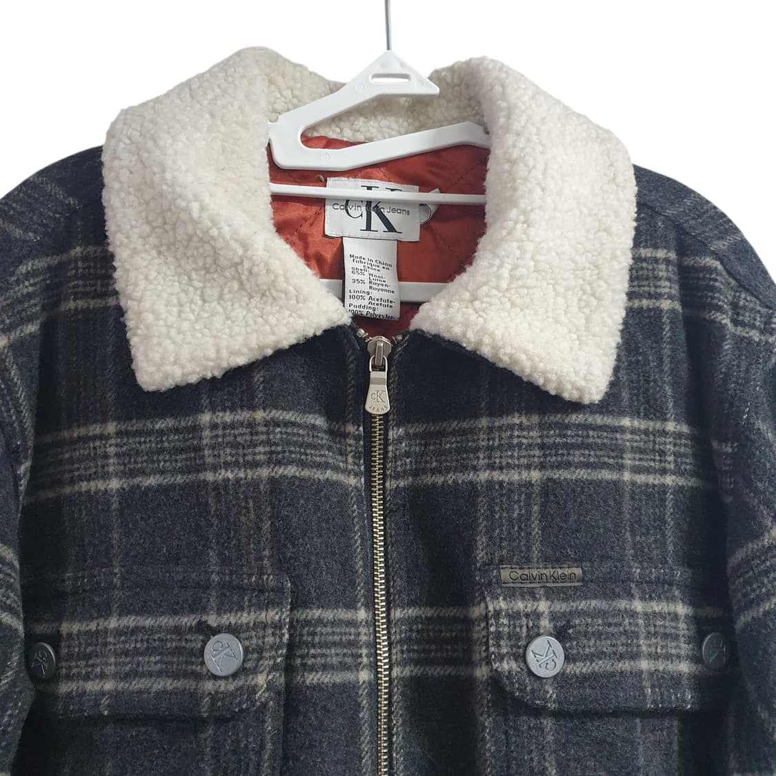 캘빈클라인 겨울용 울자켓 체크 뽀글이 여성77 상품이미지2