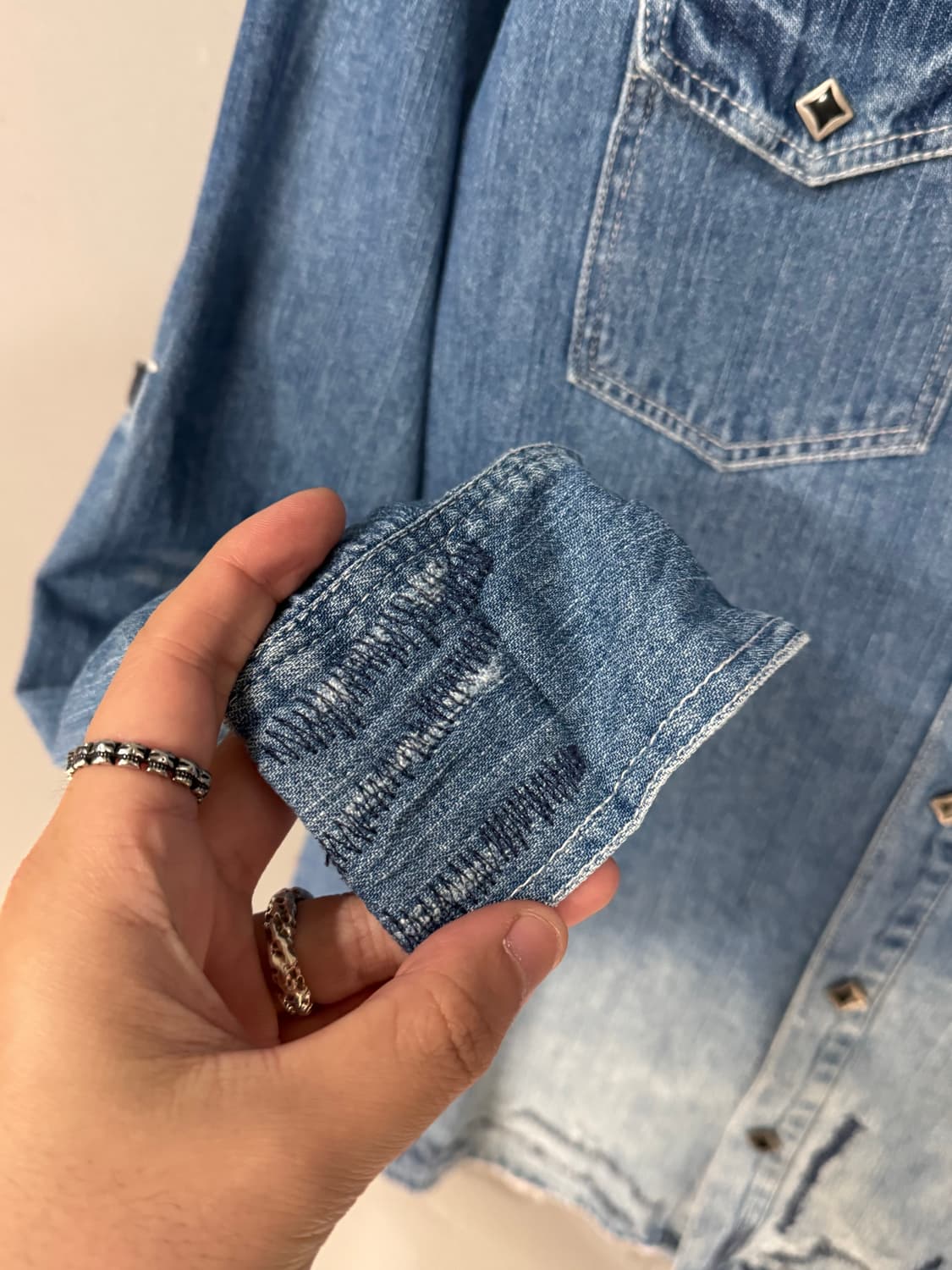 로우박스 그런지 웨스턴 데님셔츠  상품이미지8