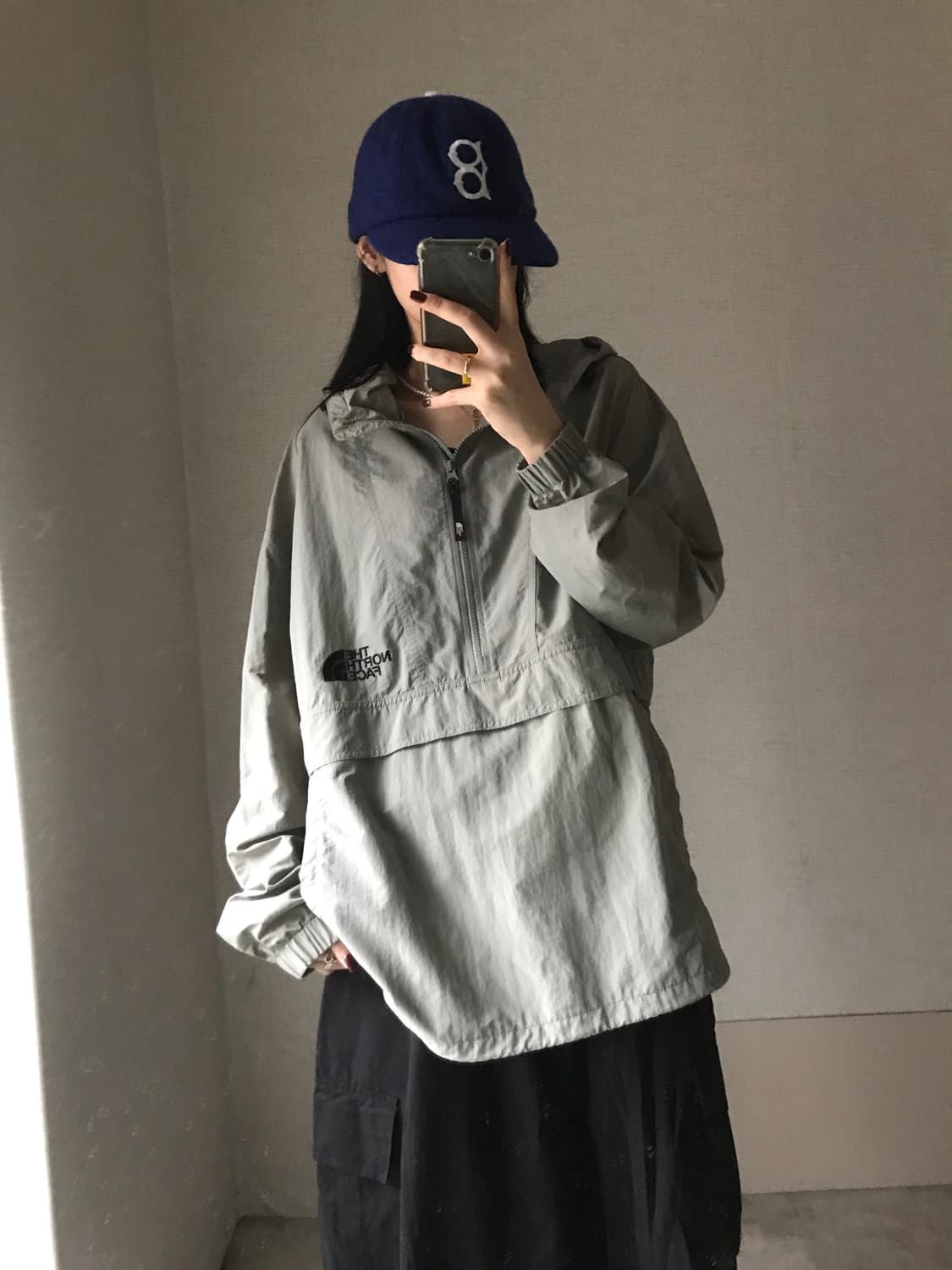 노페 카키 고프코어 반집업 상품이미지3