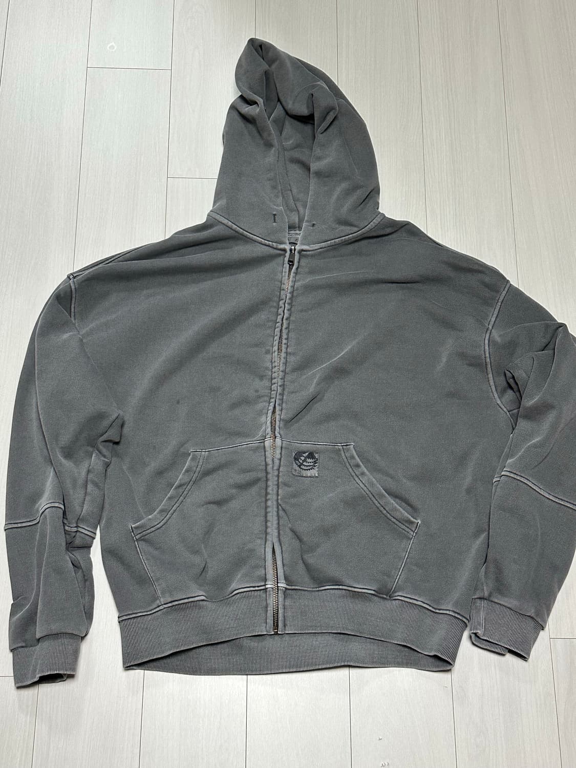 [XL] ETCE GEAR 라벨 후드 집업 차콜 상품이미지4